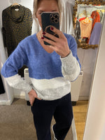 Load image into Gallery viewer, Vee Neck Block Stripe Sweater
