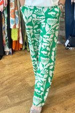 Load image into Gallery viewer, Green and White Printed Trousers
