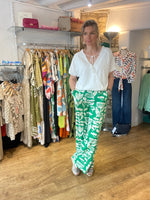 Load image into Gallery viewer, Green and White Printed Trousers
